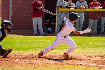 Pahrump Valley High School junior shortstop Tony Whitney reached base safely on an error to sho ...