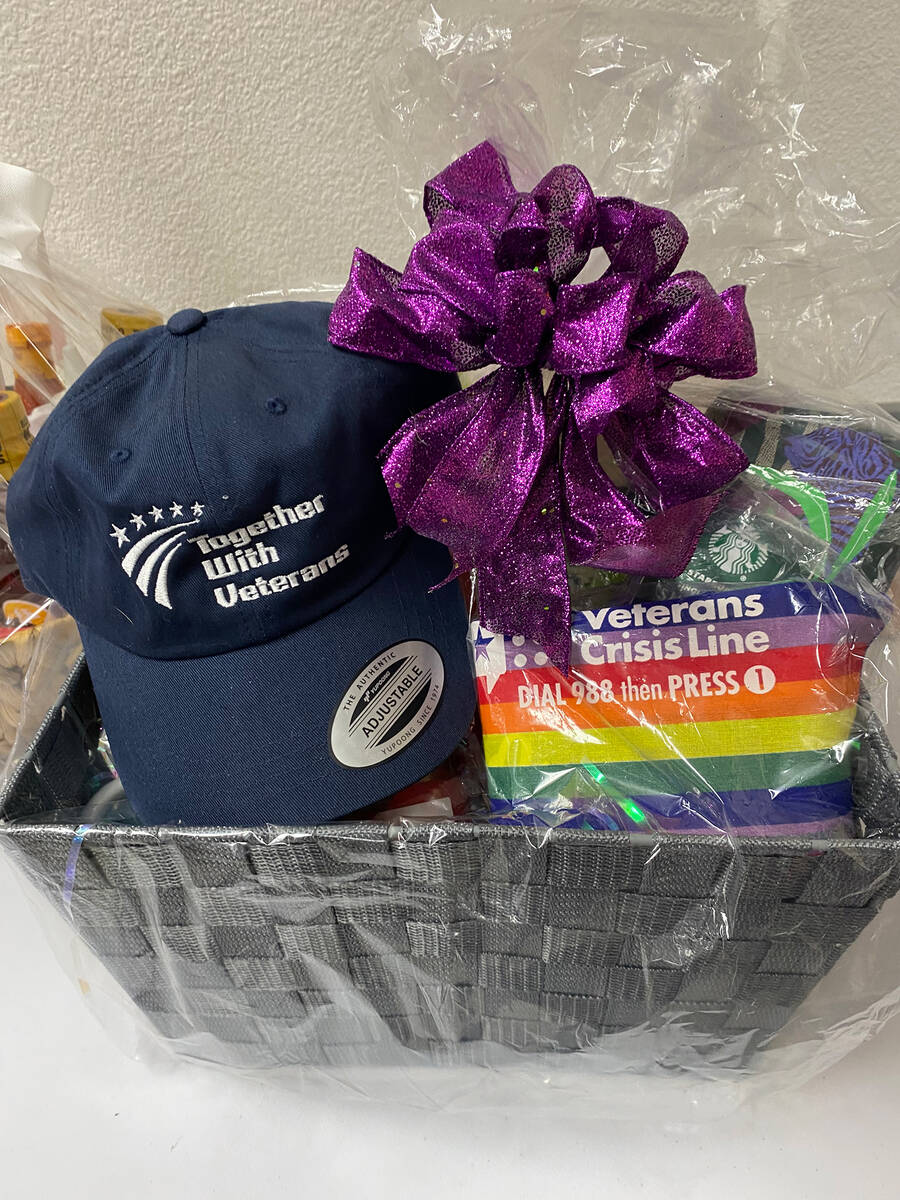 Gift baskets from the various organizations participating in the Veterans Extravaganza were raf ...