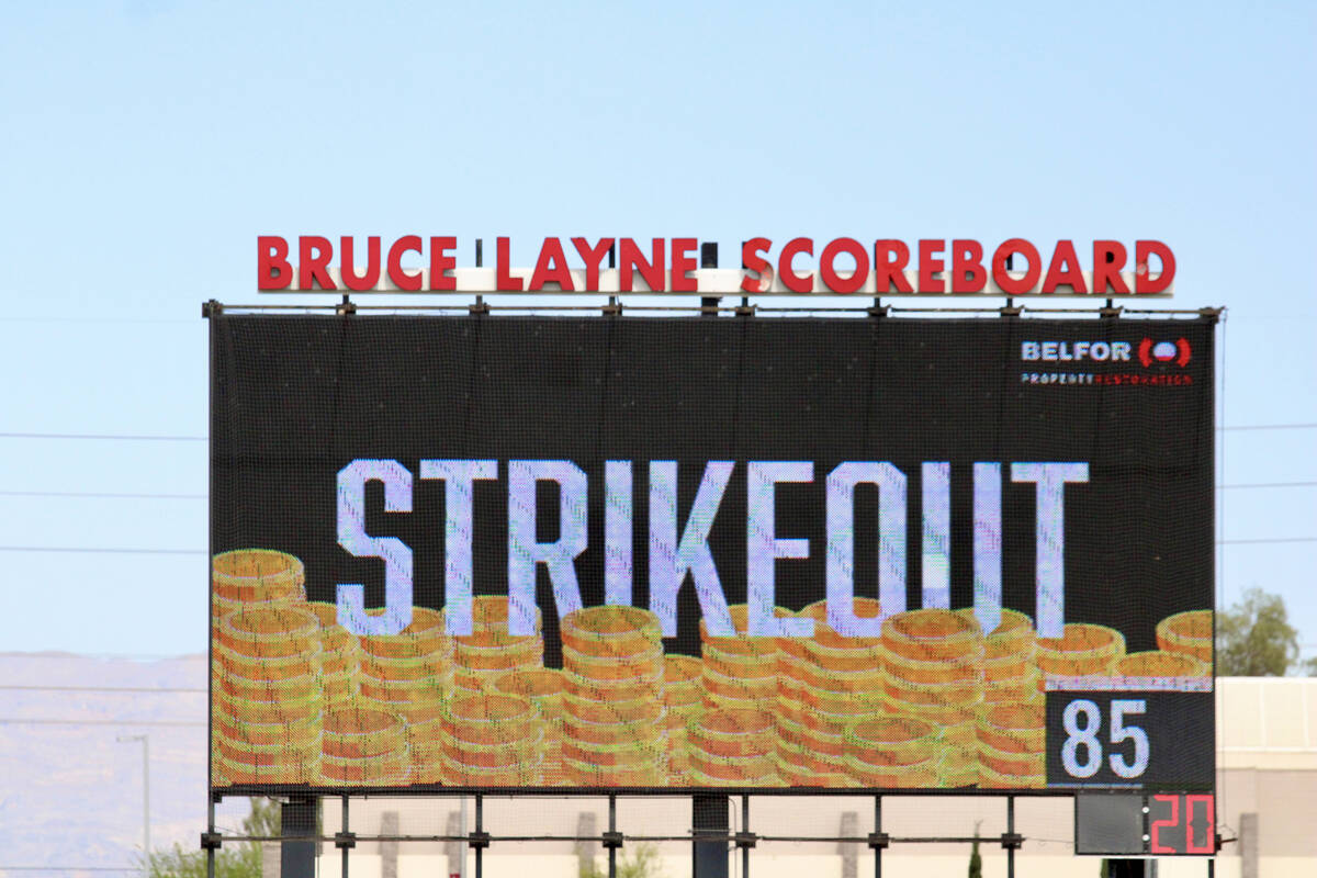The Rebels record a strikeout during their second game of the two-game series against Utah Tech ...