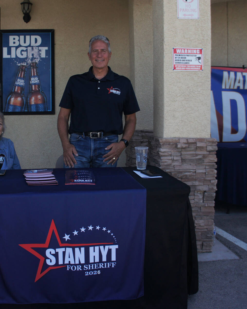 Nye County sheriff candidate Stan Hyt at the G-Con All Candidate Meet and Greet on Saturday, Ma ...