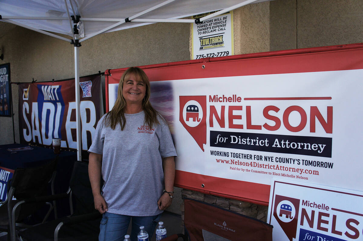 Nye County District Attorney candidate Michelle Nelson at the G-Con All Candidate Meet and Gree ...