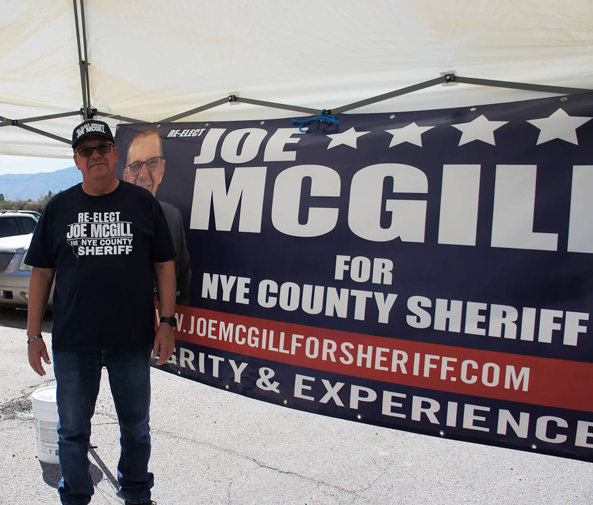 Incumbent Nye County Sheriff Joe McGill at the G-Con All Candidate Meet and Greet on Saturday, ...