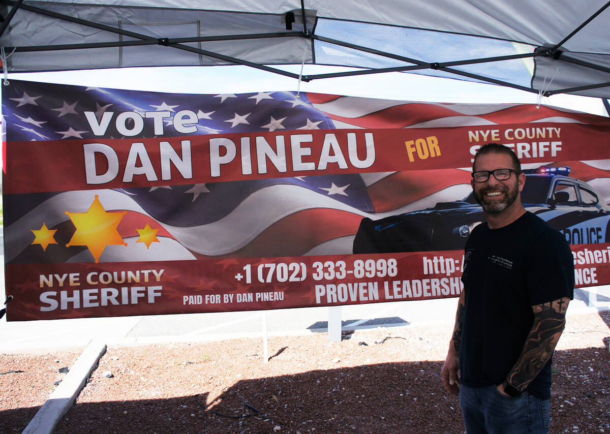 Nye County sheriff candidate Dan Pineau at the G-Con All Candidate Meet and Greet on Saturday, ...