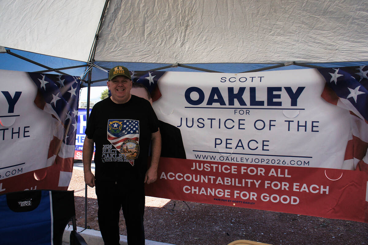 Justice of the peace candidate Scott Oakley at the G-Con All Candidate Meet and Greet on Saturd ...