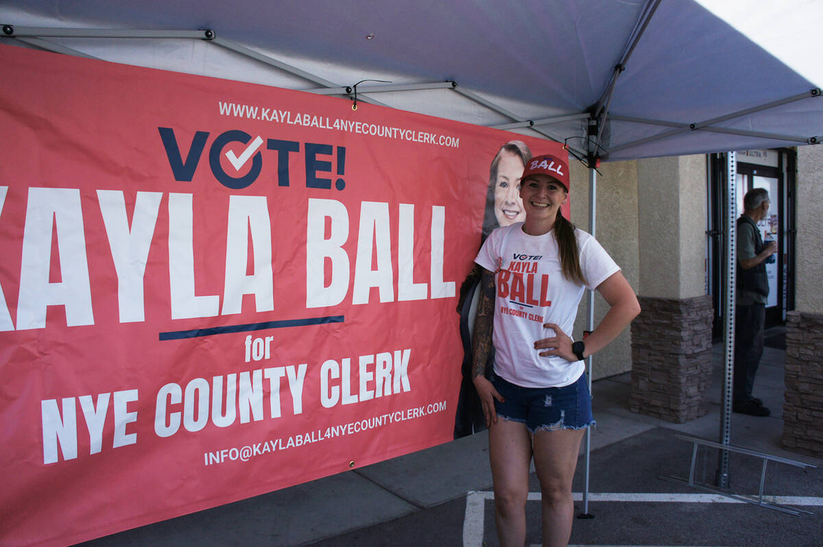 Nye County clerk candidate Kayla Ball at the G-Con All Candidate Meet and Greet on Saturday, Ma ...