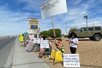 The Pahrump Vacant Land Owners held a Zombie Lot Protest on Saturday, March 21, taking to the b ...