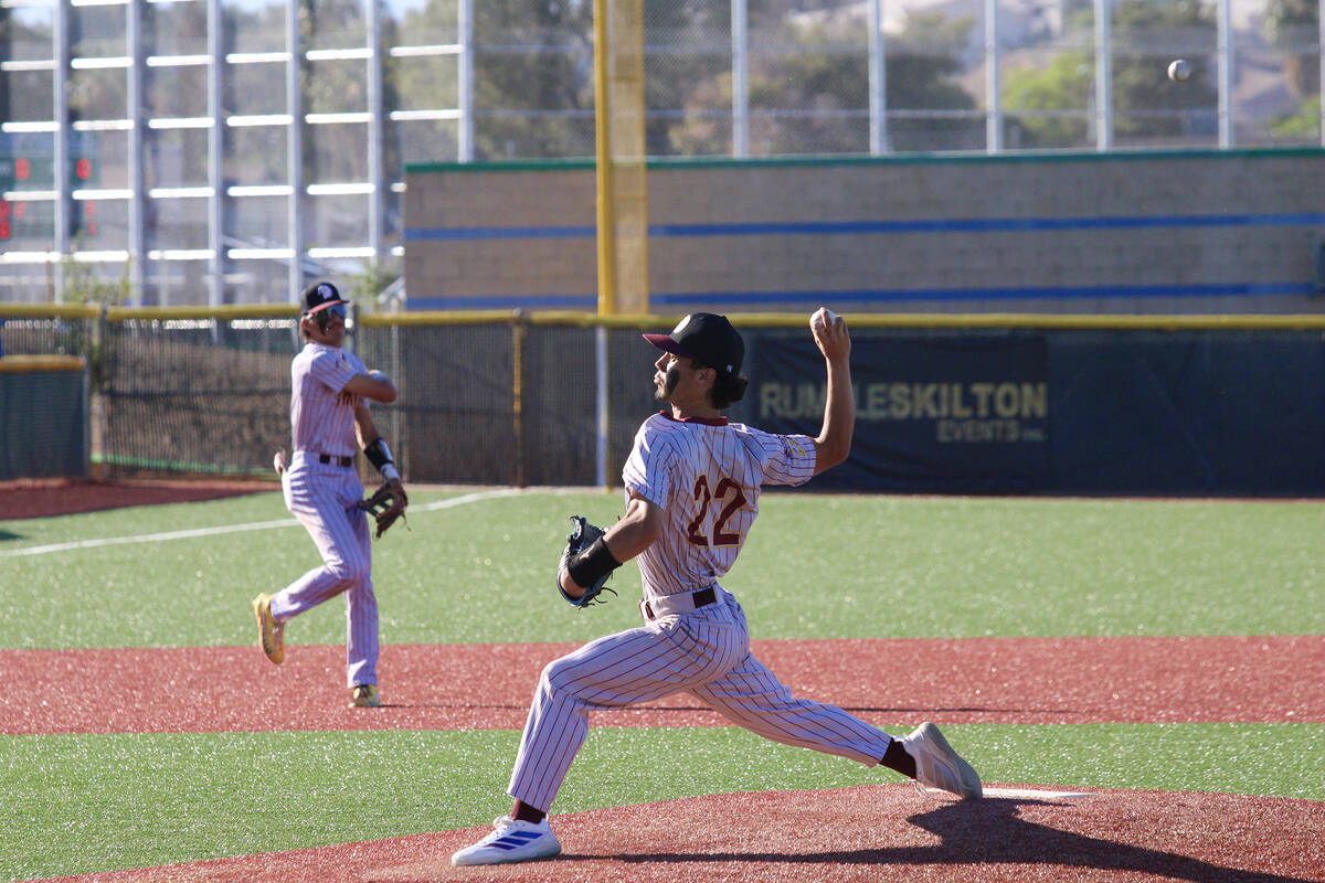Pahrump Valley High School junior Tony Whitney entered the game as the Trojans' third pitcher o ...