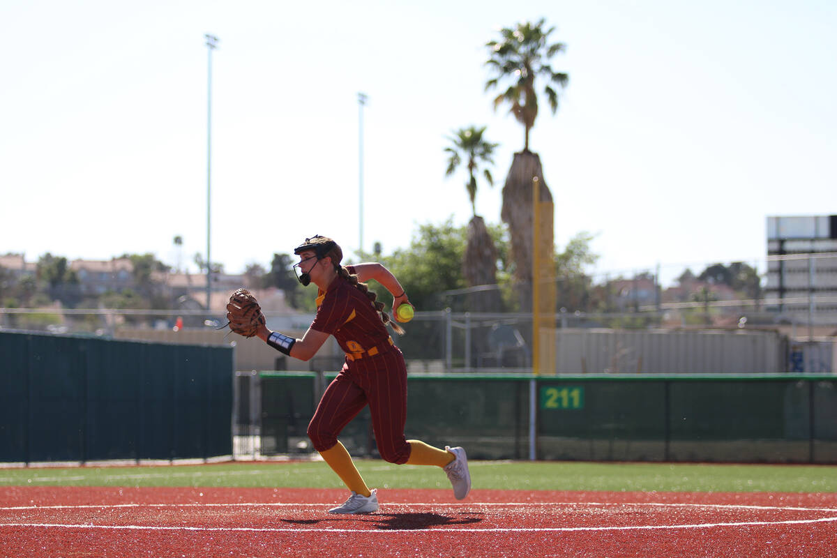 PVHS freshman Jaycie Hayes winds back to deliver a pitch to the plate during the Trojans' non-l ...