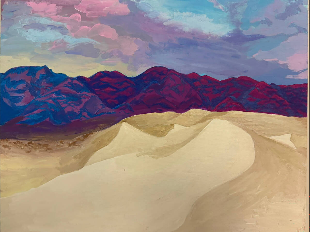 Pahrump Valley High School 9th grader Marely Gomez painted this piece acrylic titled "Sunset in ...