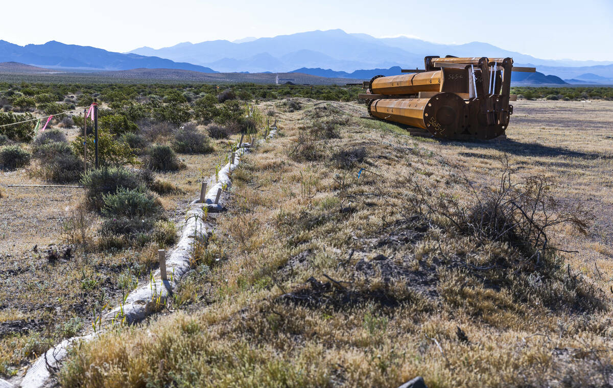 A future spot for Greenlink construction parallels a road to the Rock Valley Wash in Ash Meadow ...