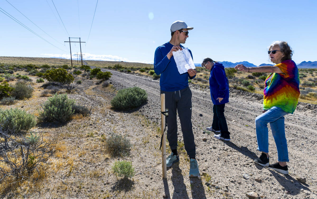 Mason Voehl, executive director of Amargosa Conservancy, Carolyn Allen, Amargosa Valley town bo ...