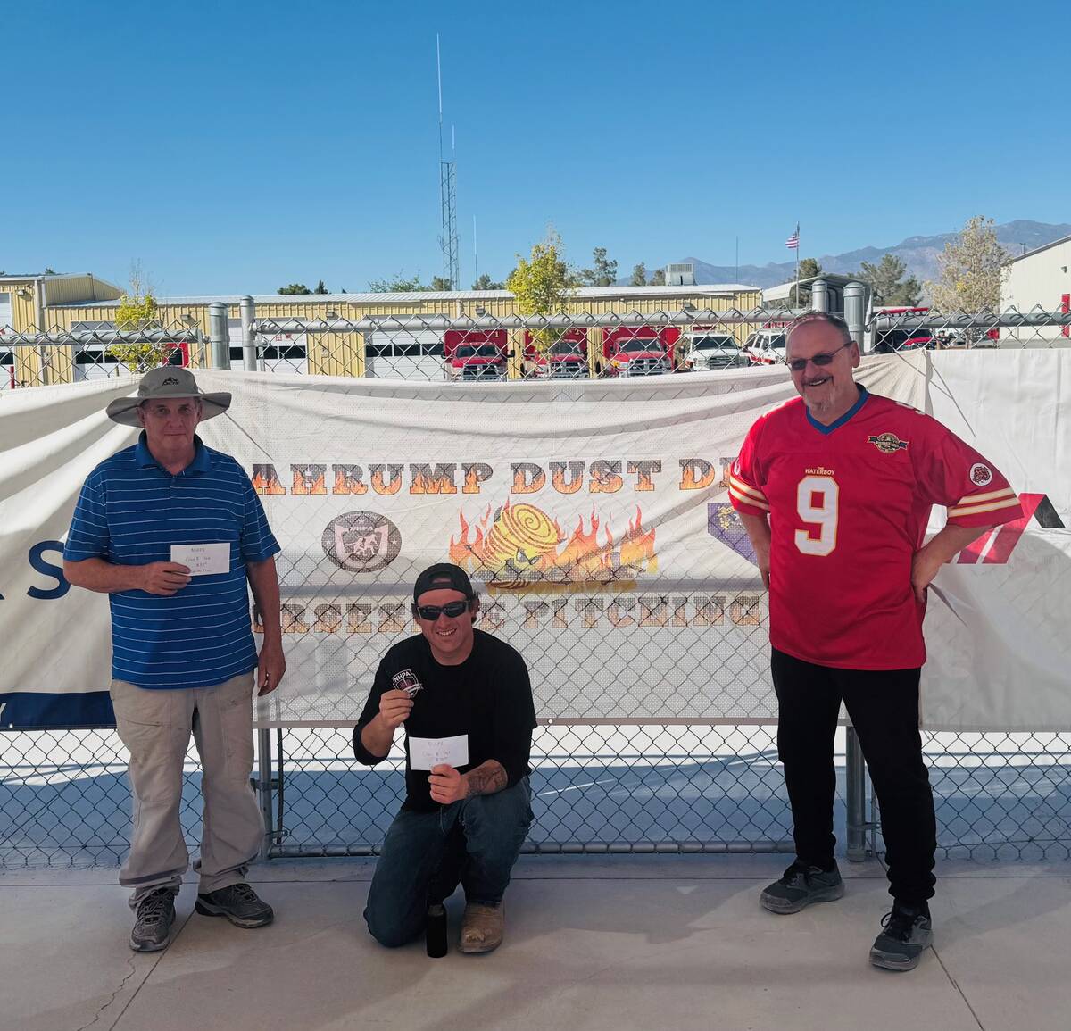 NSHPA pitchers Stephen Lamar, Phil Kesterson and Terry Miller all pose with their Class B winni ...