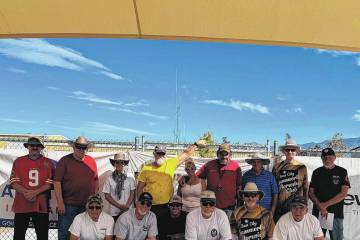 Nevada State Horseshoe Pitching Association pitchers gather for a celebratory photo following p ...