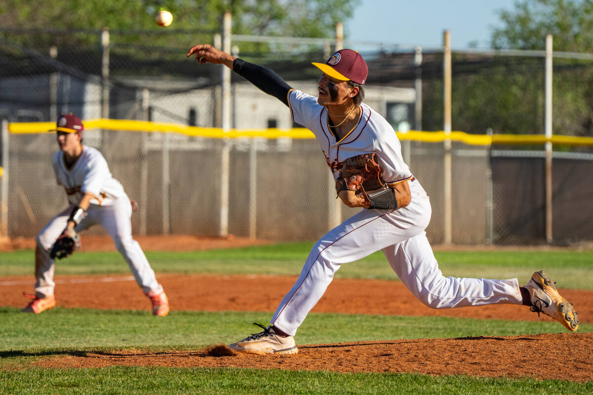 Pahrump Valley High School senior OF/pitcher Kayne Horibe entered the top of the 7th inning in ...