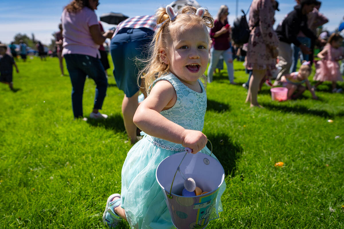 The joy of the children taking part in the Easter Egg Hunt at Simkins Park was easy to see as t ...