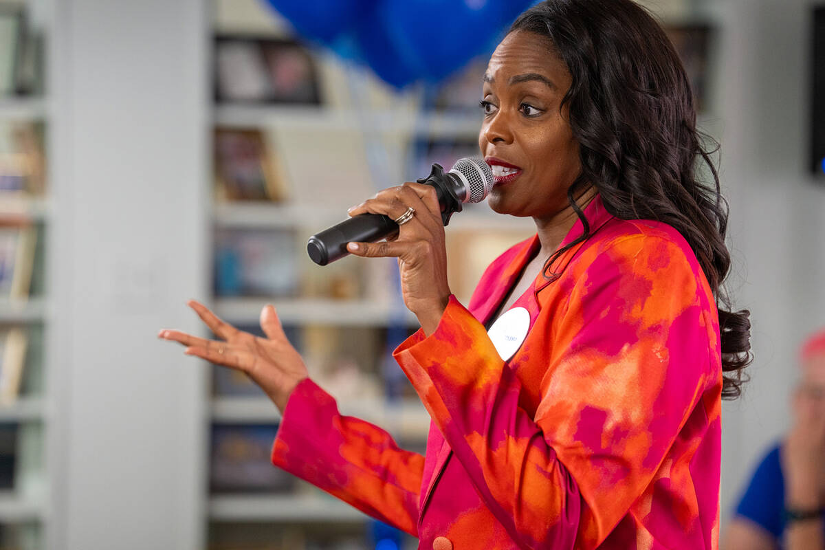 Tya Mathis-Coleman, current state deputy treasurer, speaks about her Democratic bid for state t ...