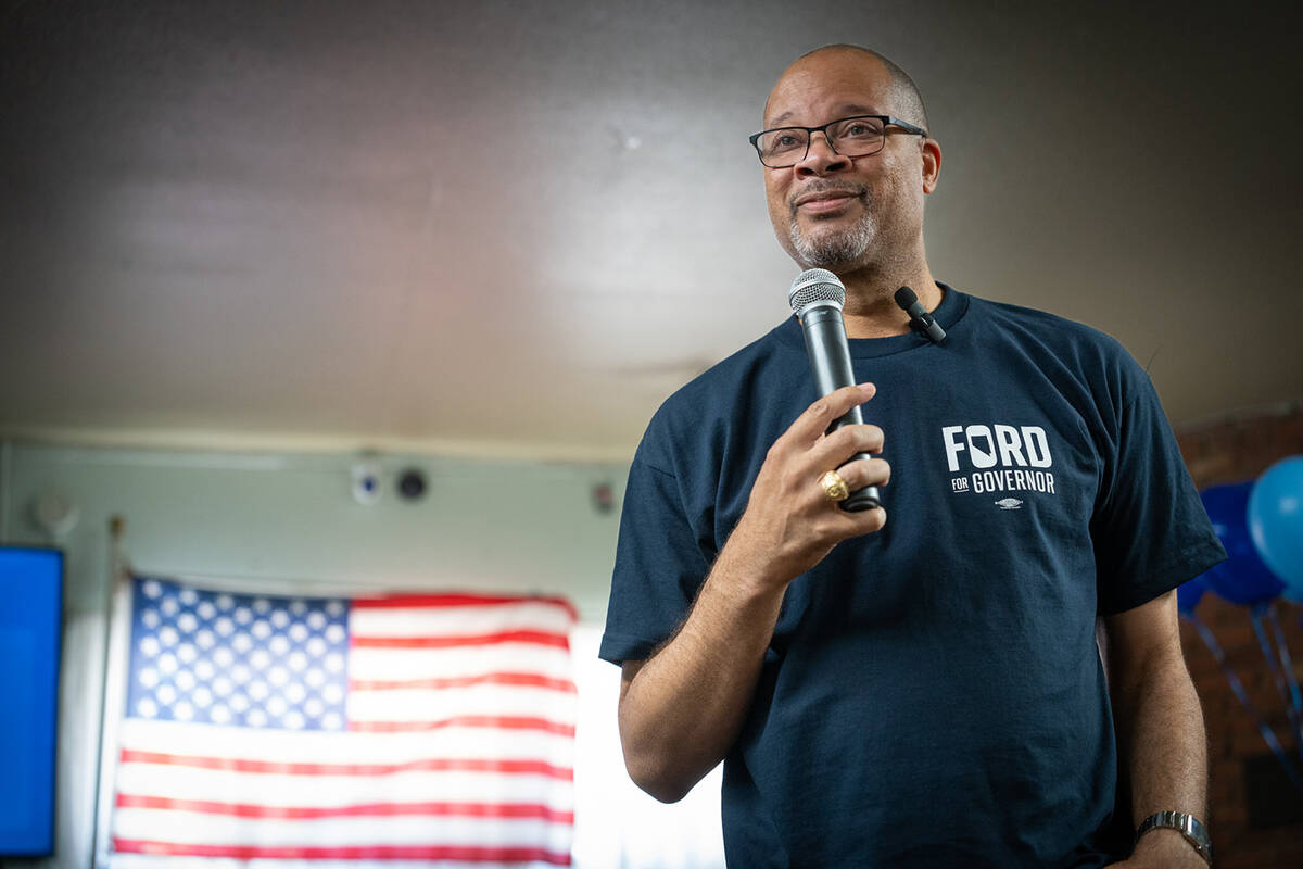 Nevada Attorney General Aaron Ford returned to Pahrump to speak about his bid for governor at t ...