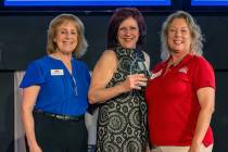 Shelley Fisher, center, owns and operates Shelly Belly NY Bagels in Pahrump, which was recently ...