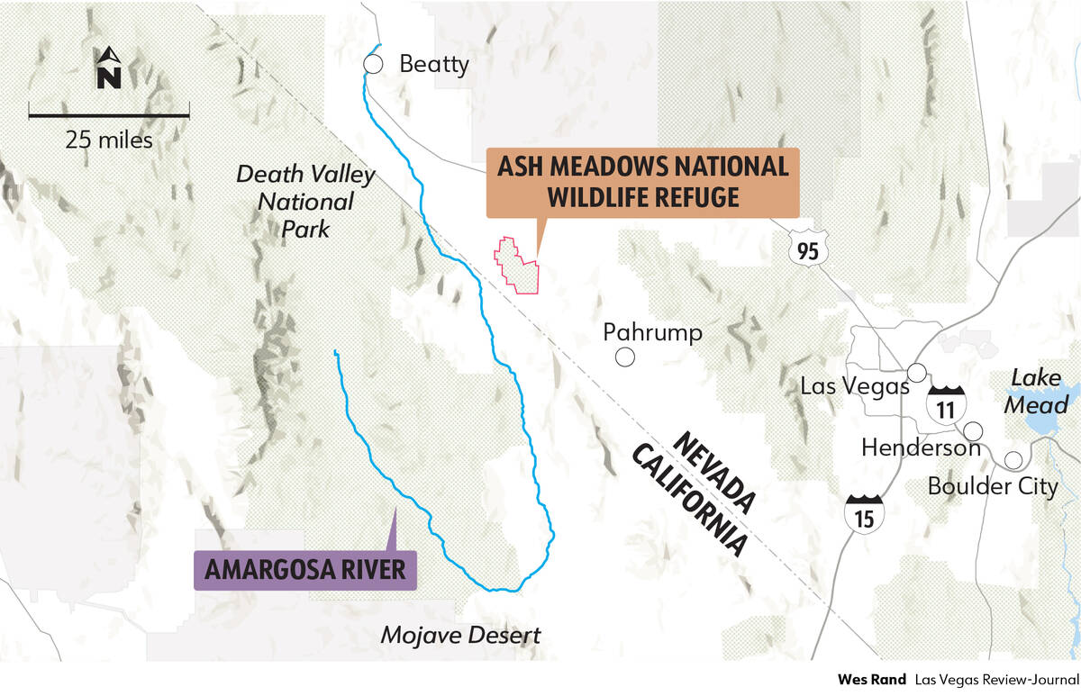 A map of the Amargosa River that flows through Southern Nevada and California. (Wes Rand/Las Ve ...