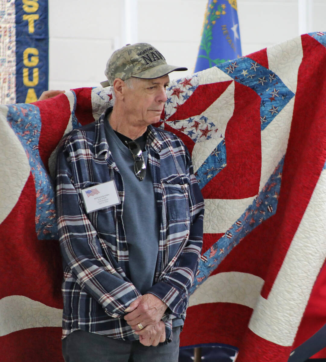 Navy veteran Ronald DeAnda was presented with his very own, unique Quilt of Valor on April 4, f ...
