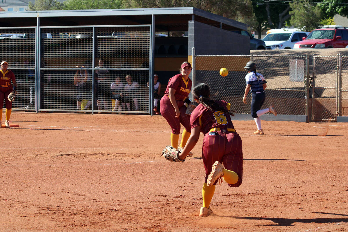 Pahrump Valley High School senior third baseman and Grays Harbor College commit Madison Rodrigu ...