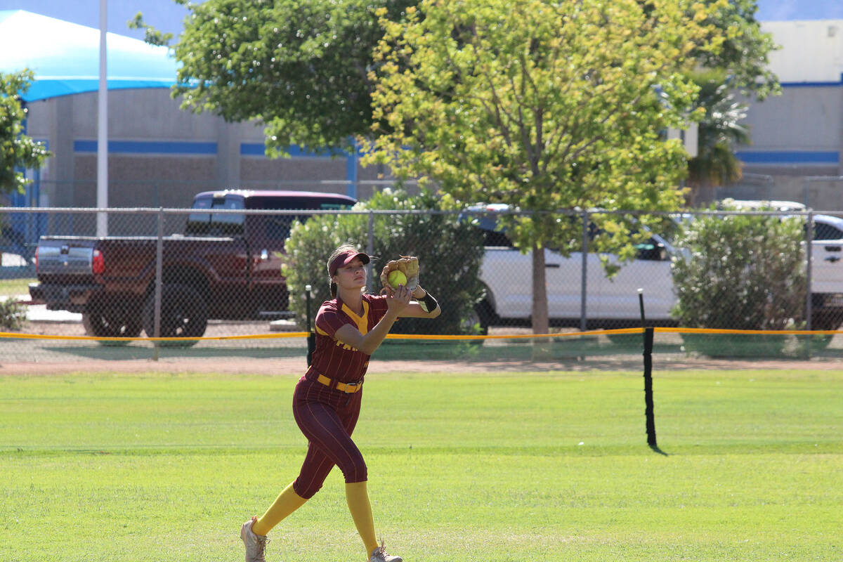 PVHS junior outfielder Riley Saldana makes a clean catch in center field during the Trojans' ro ...