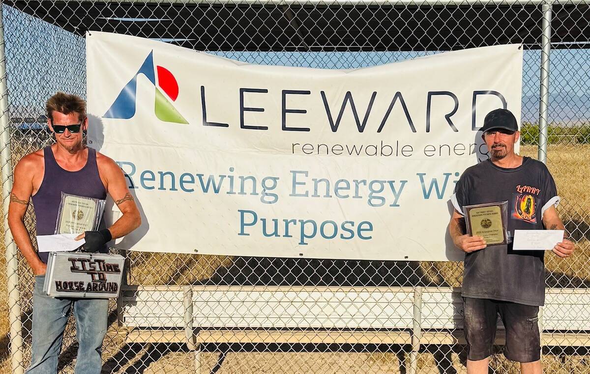 Amargosa Days division A champion Larry Workman and runner-up Clayton Peterson proudly display ...