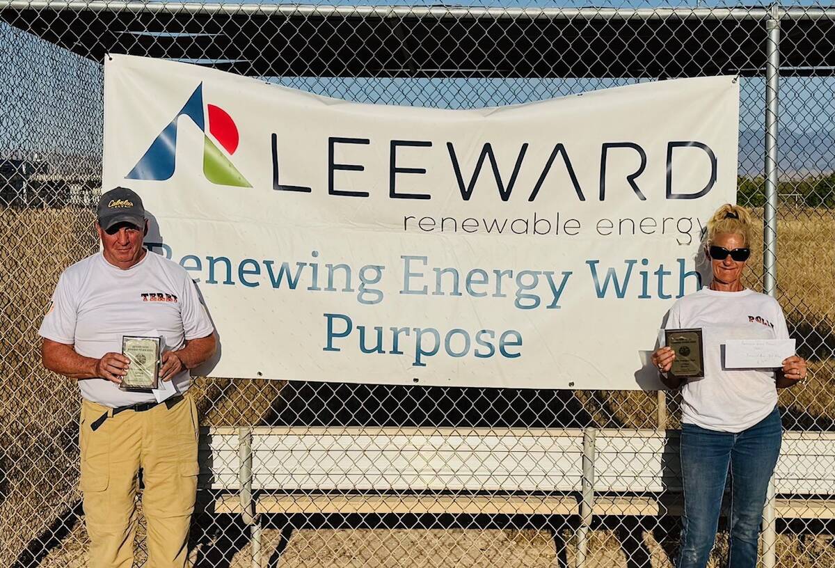 Amargosa Days third-place runner-ups Polly Brashear and Terry Miller proudly display their winn ...