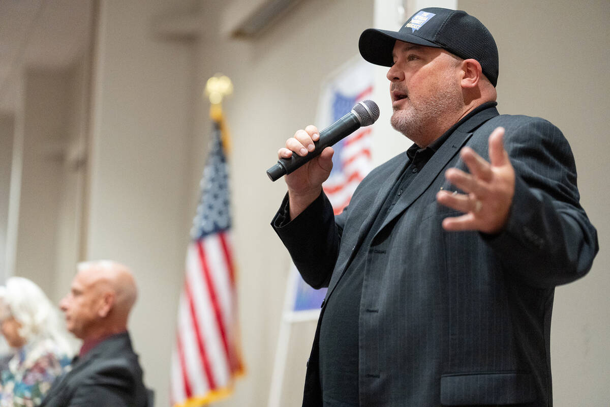 Republican candidate for District 5 Nye County commissioner Matt Sadler at the Nye County Repub ...