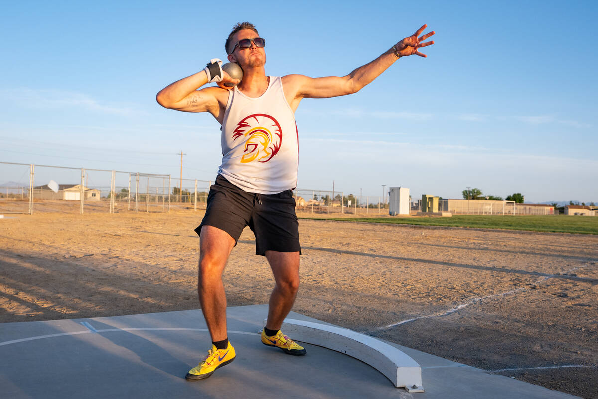 Pahrump Valley High School senior Brenden Thorn placed ninth overall in shot put marking 32' du ...
