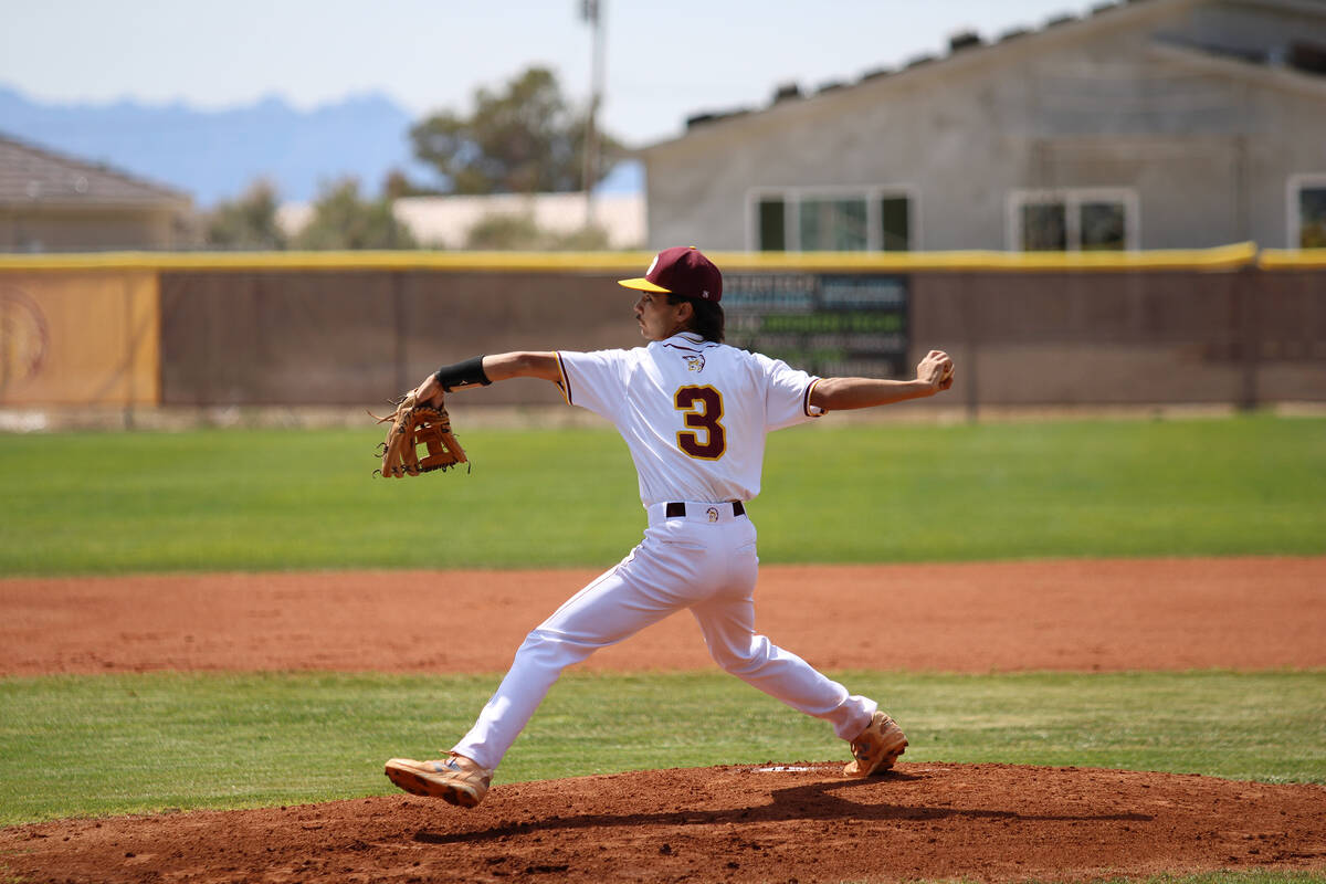 Pahrump Valley High School senior Vinny Whitney held the Eagles scoreless for the first five in ...