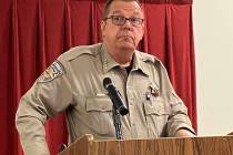 Sheriff McGill discussing Beatty policing concerns and proposed truck idling ordinance. (Thomas ...