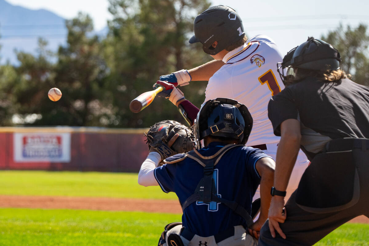 Pahrump Valley High School sophomore CJ Nelson went two-for-two on the afternoon against Canyon ...