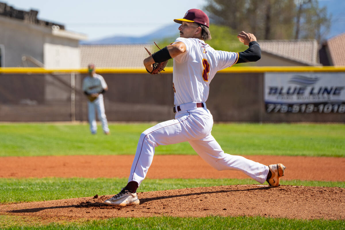Pahrump Valley High School senior Kayne Horibe hurled two clean innings against Canyon Springs, ...