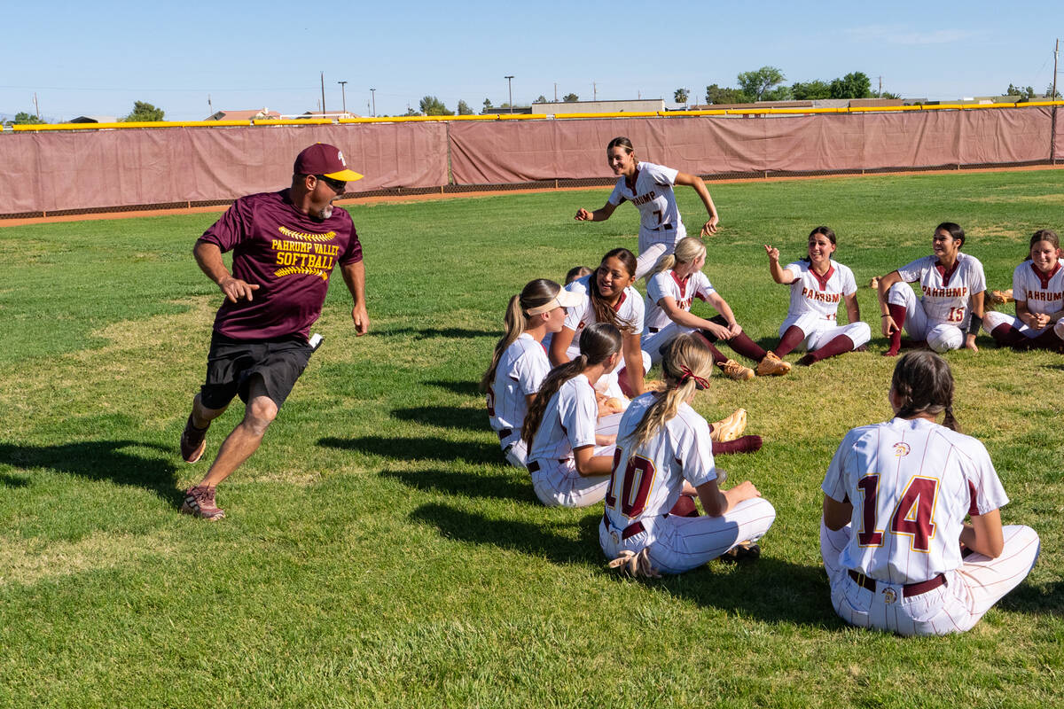 In good spirit, assistant coach Rich Lauver played duck-duck-goose with members of the Pahrump ...