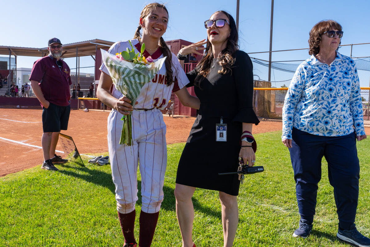 Pahrump Valley High School freshman Olivia Veloz and her mother, PVHS principal Desiree Veloz, ...