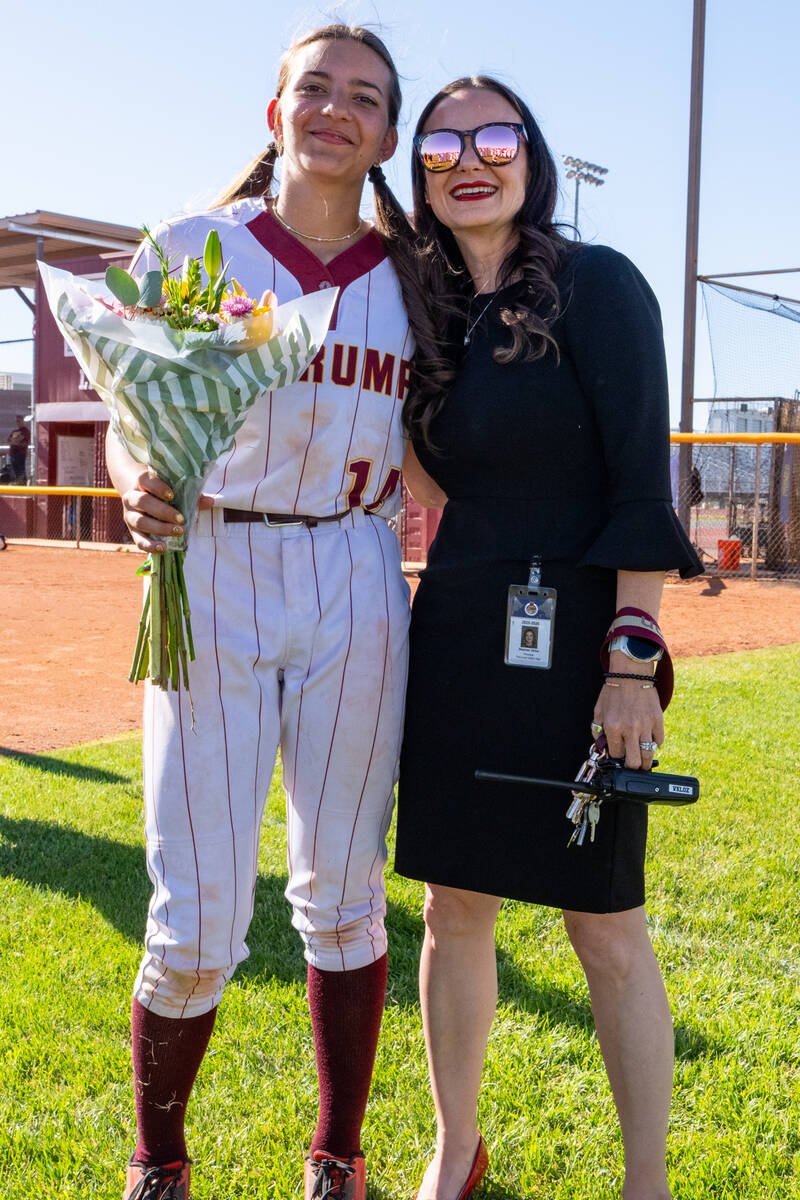 Pahrump Valley High School freshman Olivia Veloz and her mother, PVHS principal Desiree Veloz, ...