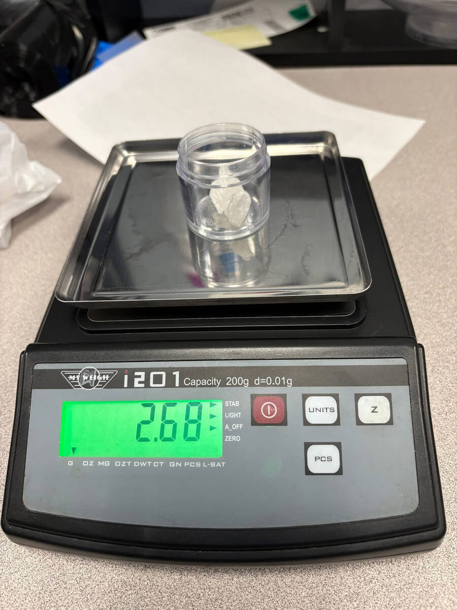 According to an arrest report, 2.68 grams of presumptively positive methamphetamine were found ...