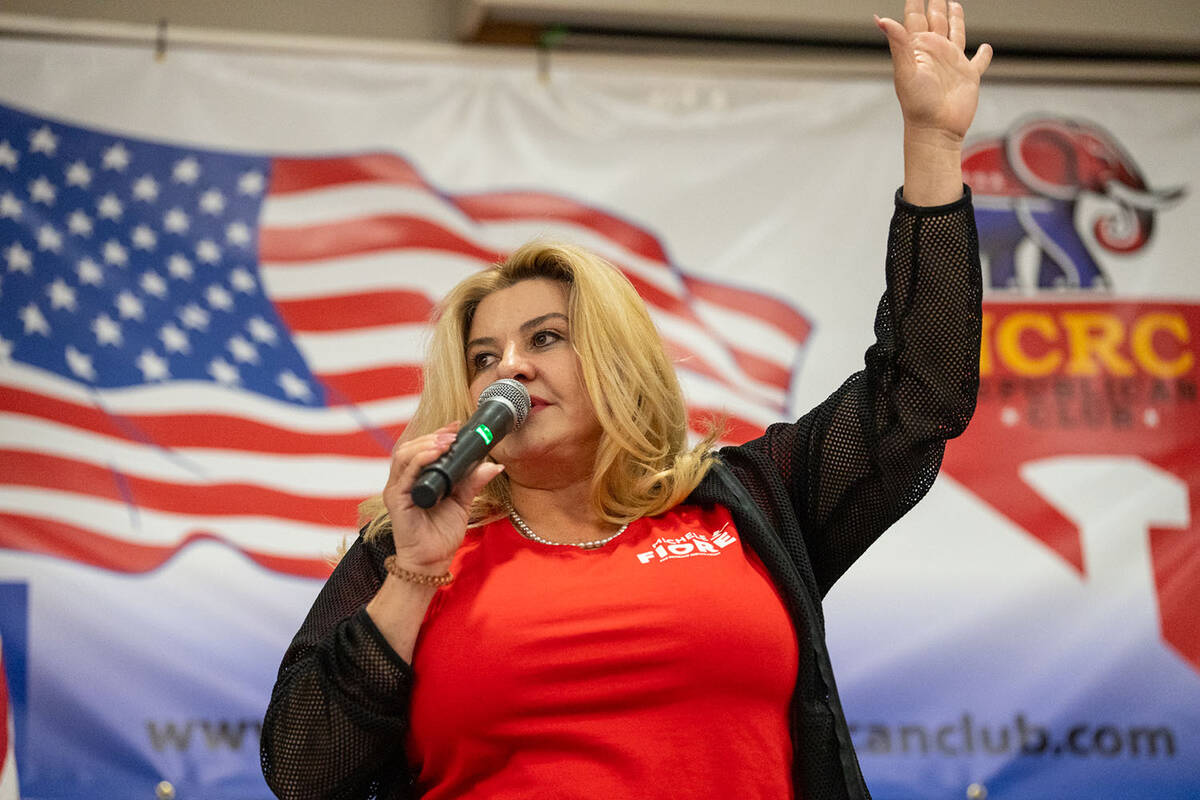 Michele Fiore, who is seeking reelection to her justice of the peace seat, at the May 7 Nye Cou ...