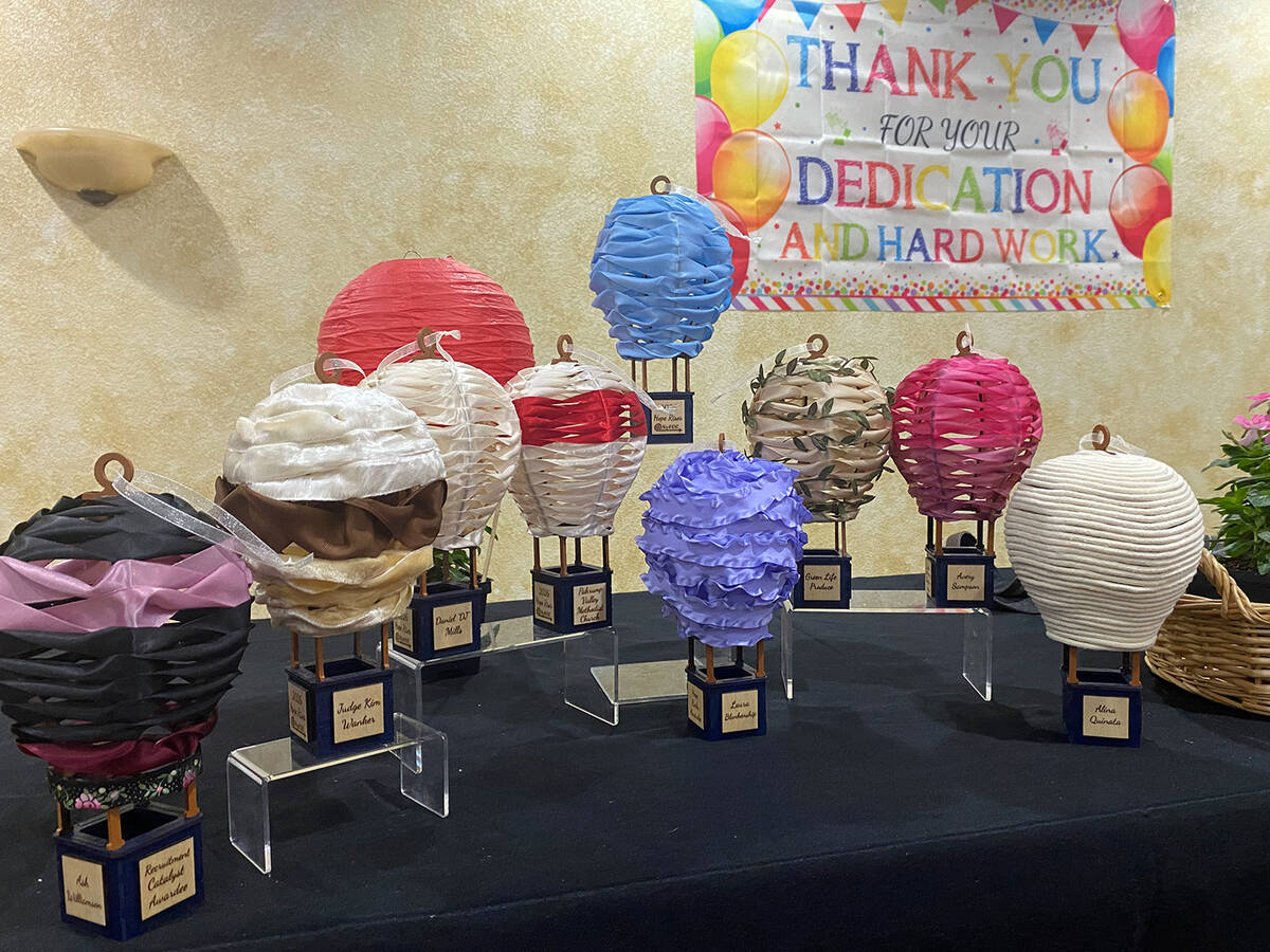 The awards for the Hope Rises Volunteer Recognition Luncheon were crafted by Charli Bruce and N ...
