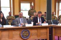 Nevada Gov. Joe Lombardo and wildfire officials presented forecasts and figures at a briefing o ...