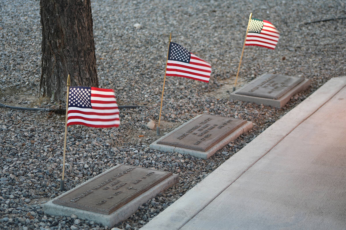 Small flags that were placed at the graves of veterans laid to rest at the Pahrump Veterans Mem ...