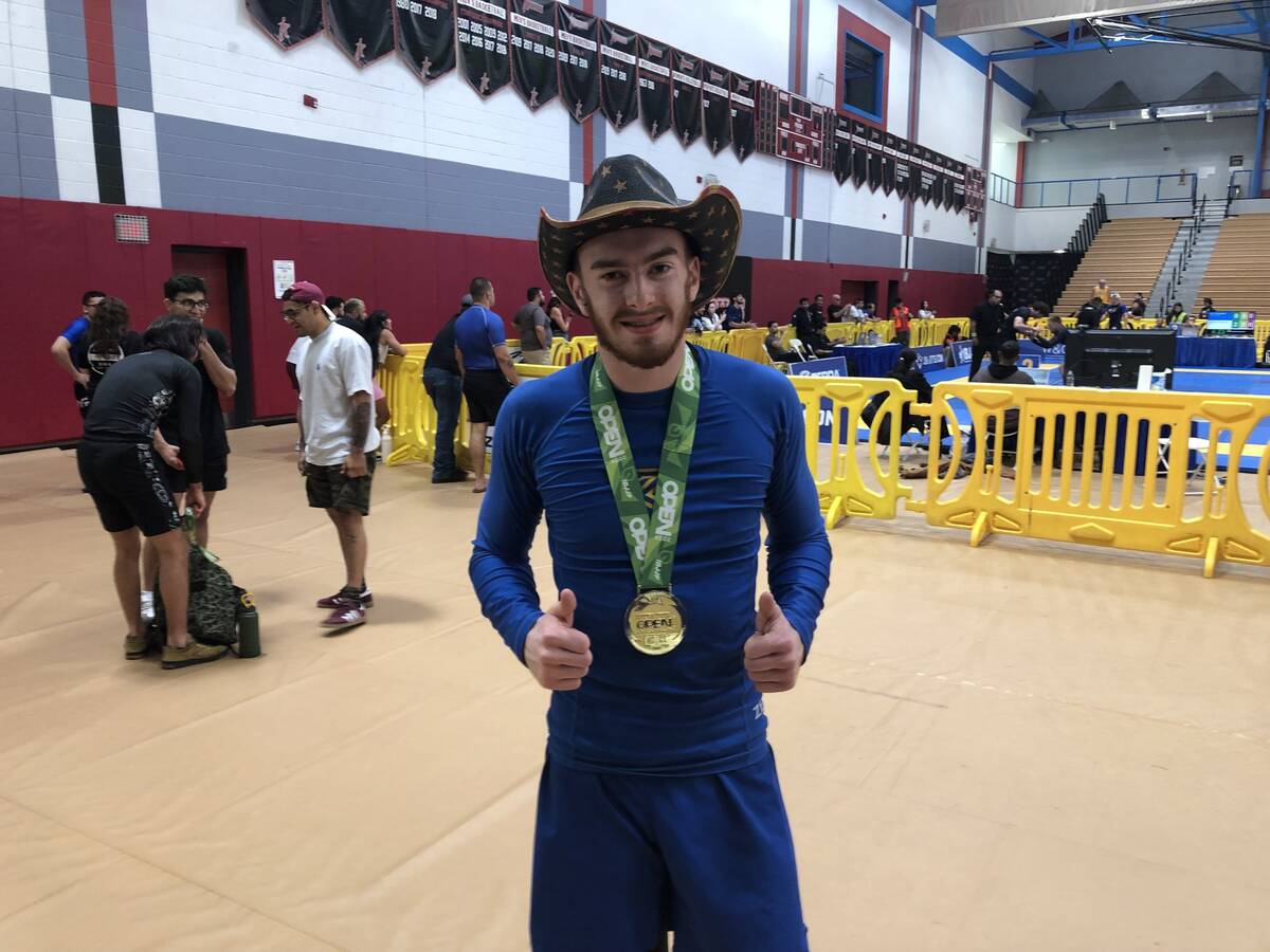 IBJJF competitior Zackery Wilson poses with his gold medal following the San Diego Spring Open ...