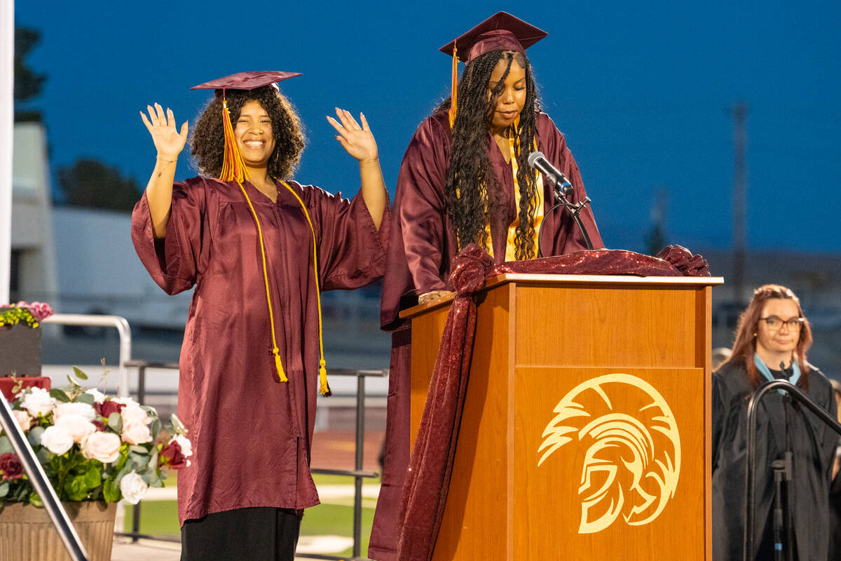Student Body President Gloria Walker (left) and Student Body Secretary Jazmyn Herrera (right) e ...