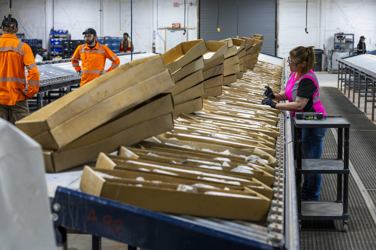 Core samples in AngloGold Ashanti's processing space are recorded as they continue navigat ...