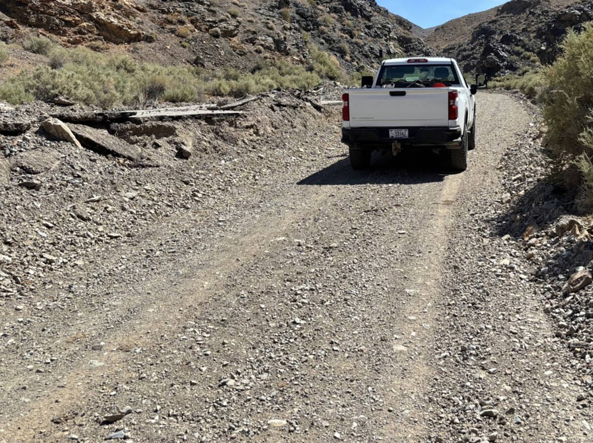 Lower Wildrose Road has reopened as an unpaved route. The new road seen in this photo shows it ...
