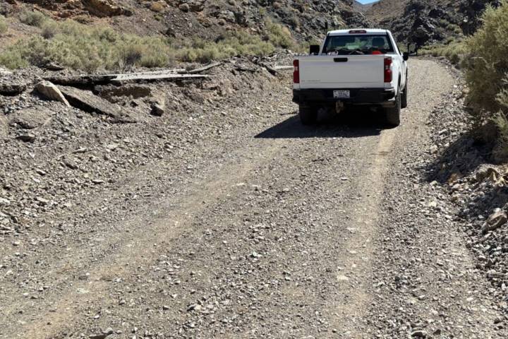 Lower Wildrose Road has reopened as an unpaved route. The new road seen in this photo shows it ...