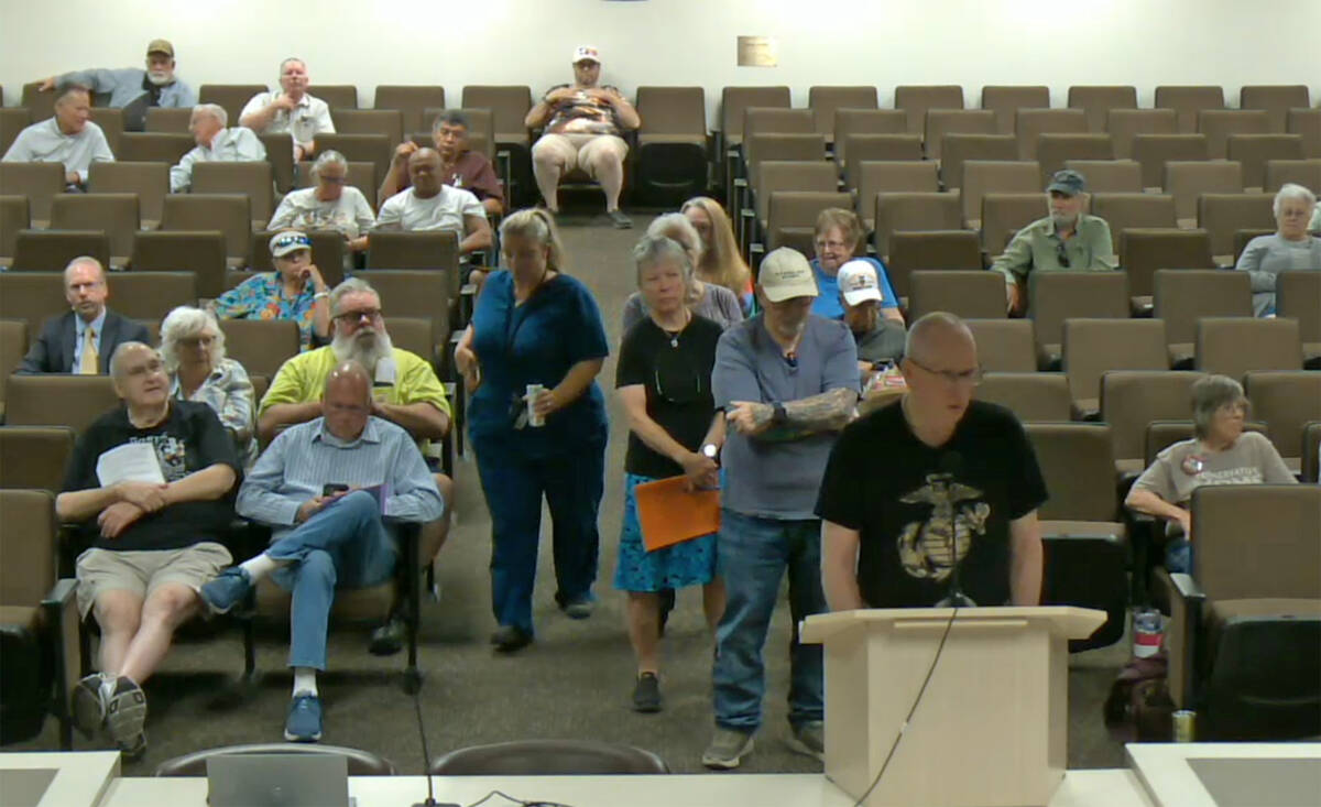 Public comment on a proposed data center application moratorium during the Nye County Commissio ...