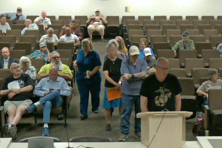 Public comment on a proposed data center application moratorium during the Nye County Commissio ...