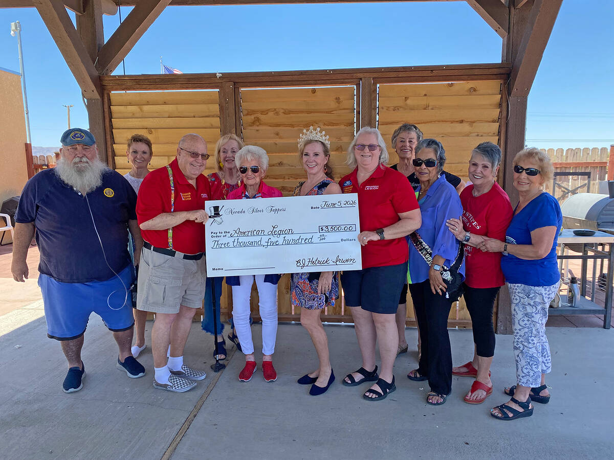 The American Legion Post #22 received a $3,500 donation check from the Nevada Silver Tappers an ...